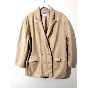 OLD NAVY Tan Linen Blend Double Breasted Blazer Good 2X Professional Neutral